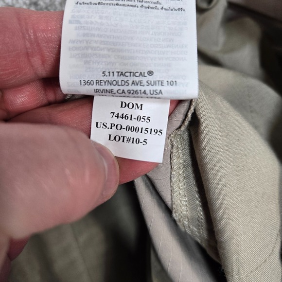 5.11 Tactical Fast-Tac Pants Mens 38x32 Khaki Tan Ripstop Chino 74461-055 - Picture 7 of 13